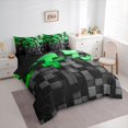thumbnail image 3 of Homewish Black Green Plaid 7 Pieces Bedding Comforter Set For Female Men Adults,Abstract Geometric Buffalo Full Bedding Set Lightweight,Futuristic Cubes Fitted Sheet Flat Sheet, 3 of 8