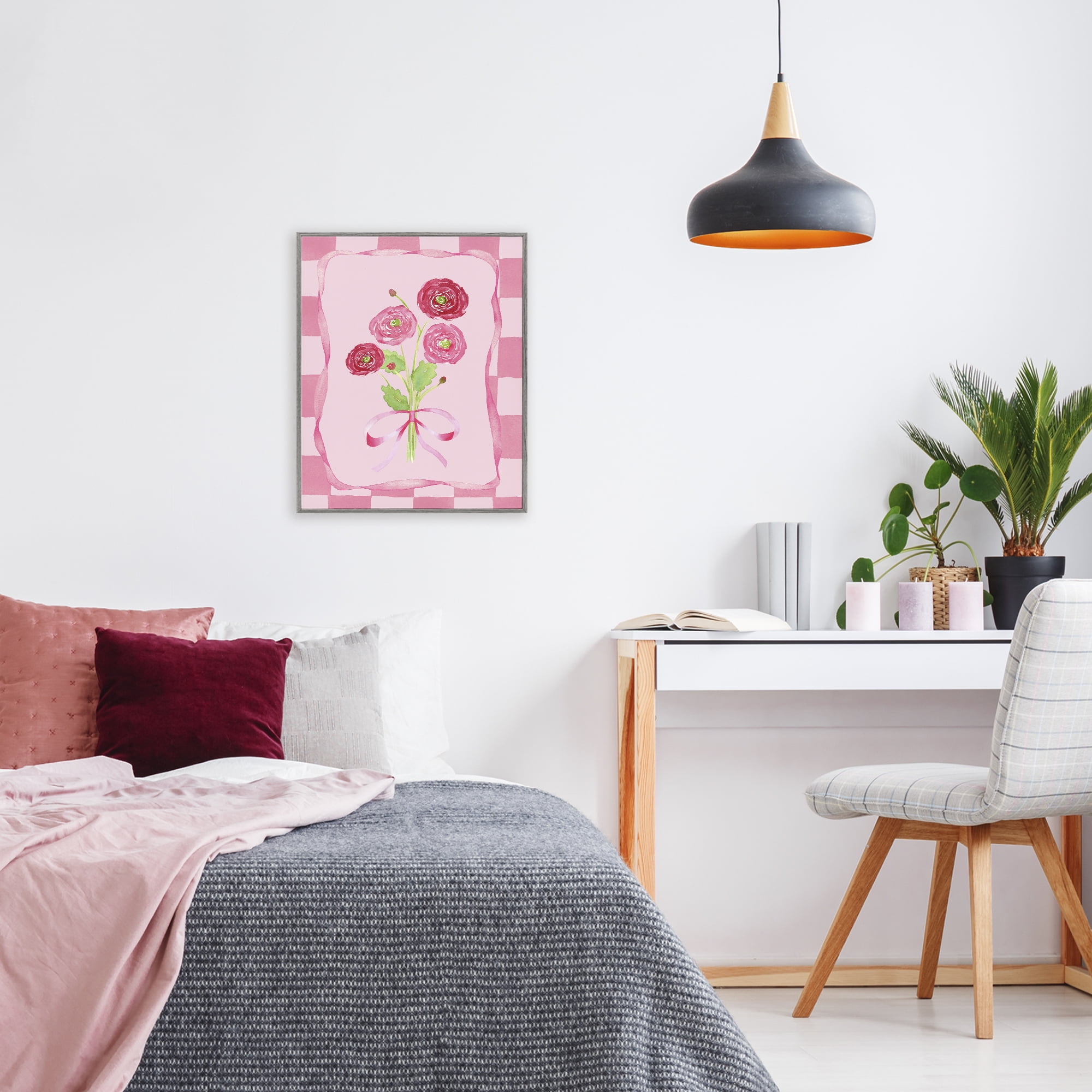 Pretty And Sweet Ranunculus Gray Framed Giclee Art, design by Nina Jacobs