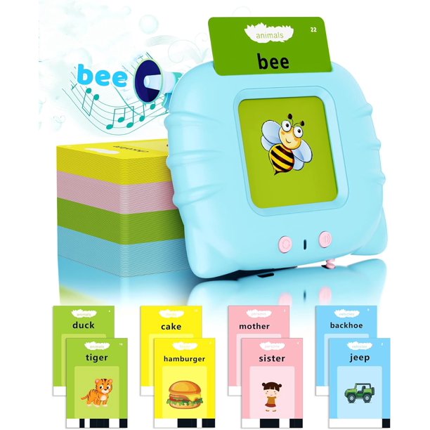 KOKODI Tarjetas flash parlantes para niñas pequeñas, juguetes de 2 a 5 años, juguetes de terapia del habla, 224 palabras visuales, juguetes de terapia del habla, aprendizaje del alfabeto, regalos educ