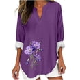 thumbnail image 2 of Ugoldhm Plus Size Womens Tops - Fashion 2024 Smocked Long Sleeve V Neck Shirts Floral Print Shirts Fall Trendy, 2 of 4