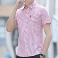 thumbnail image 4 of Camisa y blusa de manga corta para hombre, de negocios, a rayas, con bolsillo, moda masculina, 2024, cuello informal, ropa asiática de lujo con botones, 4 of 4