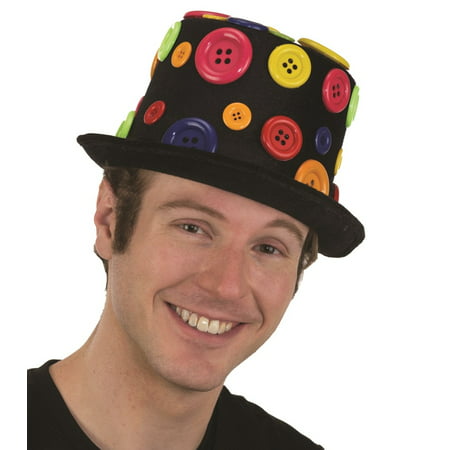 Deluxe Felt Buttons Clown Circus Dots Top Hat Adult Carnival Costume Accessory