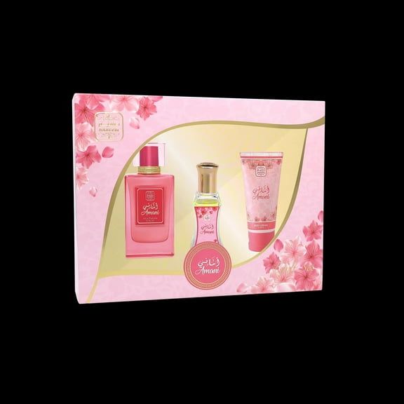 Naseem Amani Gift Set for Women – Perfume Spray, Attar (Concentrated Perfume Oil) & Body Lotion – Long Lasting Floral Fruity Fragrance with Vanilla, Amber & Patchouli
