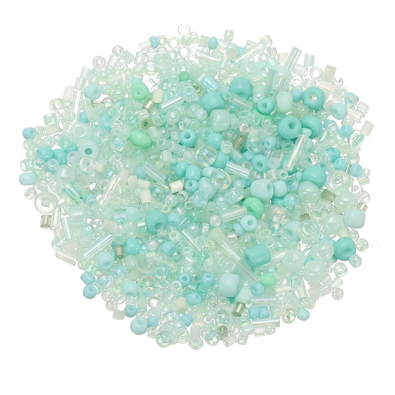Uxcell 1000-Pack Mixed Glass Seed Beads, 1-4mm/0.04-0.16 Inch Tube Mini Glass Bugle Beads for DIY Earrings/ Necklaces/Bracelets/Jewelry Making [Light Green]