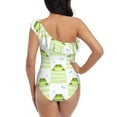 thumbnail image 5 of Rateoe Frogs and Dragonflies Pattern Women One Piece Swimsuits Tummy Control One Shoulder Bathing Suits Ruffle Swimwear-Medium, 5 of 6