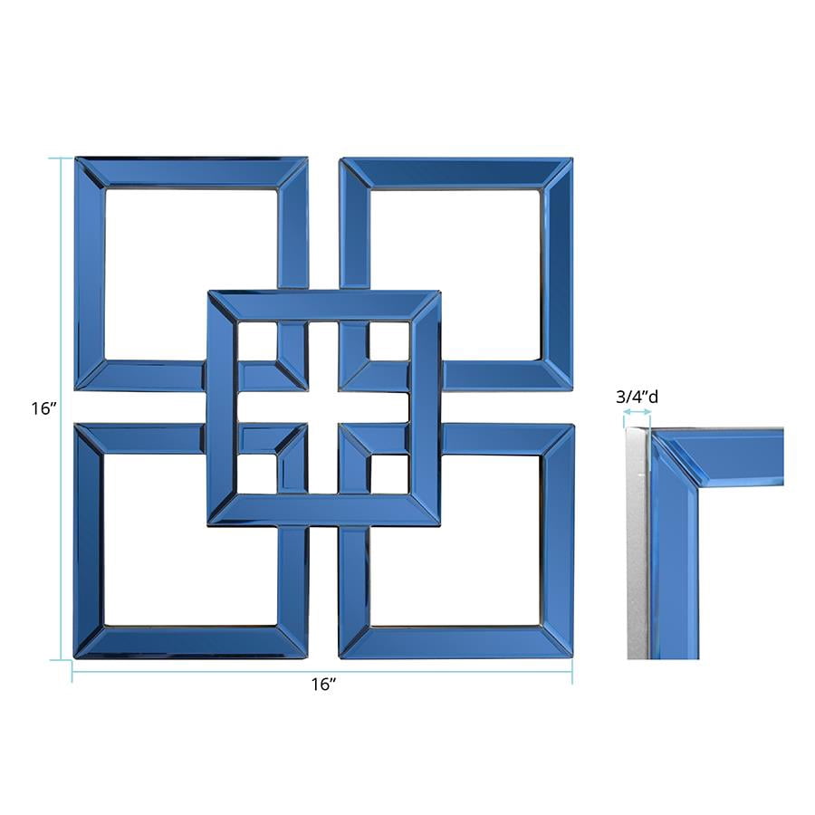 Tyler Dillon Contemporary Layered Square Sapphire Blue Accent Mirror 16"H x 16"W