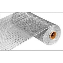 Wide Foil Deco Poly Mesh Ribbon, 10 Inches x 30 Feet (Silver, Silver Foil)