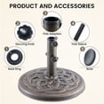 thumbnail image 3 of Gianna 16.5 Inch Umbrella Base - 2 Manual Knobs, 22 LBS Resin Base, 2 Adapters, Weather-Resistant, Bronze Powder-Coated Construction for Outdoor Umbrellas, 3 of 7