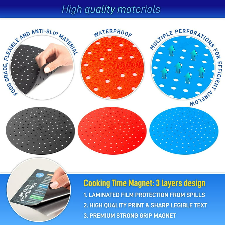 Reusable Silicone Air Fryer Liners 9 Inches by Linda's Essentials (3 Pack,  Round) - Non-Stick Easy Clean Air Fryer Liners Reusable Mats Air Fryer