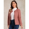 thumbnail image 3 of Unique Bargains Women's Puffer Lightweight  Packable Long Sleeve Coat XS Light Red, 3 of 6