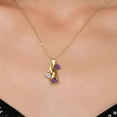 thumbnail image 3 of Gem Stone King 18K Yellow Gold Plated Silver Lab Grown Diamond and Purple Amethyst Pendant Necklace for Women | 1.28 Cttw | Gemstone April Birthstone | Heart Shape 5MM | With 18 inch Chain, 3 of 6