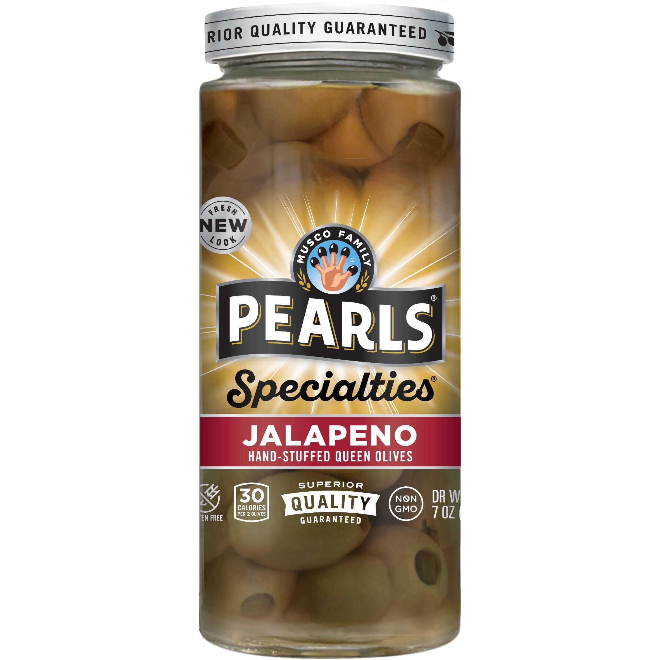 Pearls® Specialties™ Jalapeño Stuffed Queen Olives 7 oz. Jar