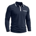 thumbnail image 4 of Timegard Quarter Zipper Tops for Men Lapel V Neck Long Sleeve Golf Shirts for Men Fitting Comfy Casual Tops with Pocket(Dark Blue,XXXL), 4 of 6