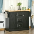 Wooden Mobile Kitchen Island Cart with Drawers and Wheel Black