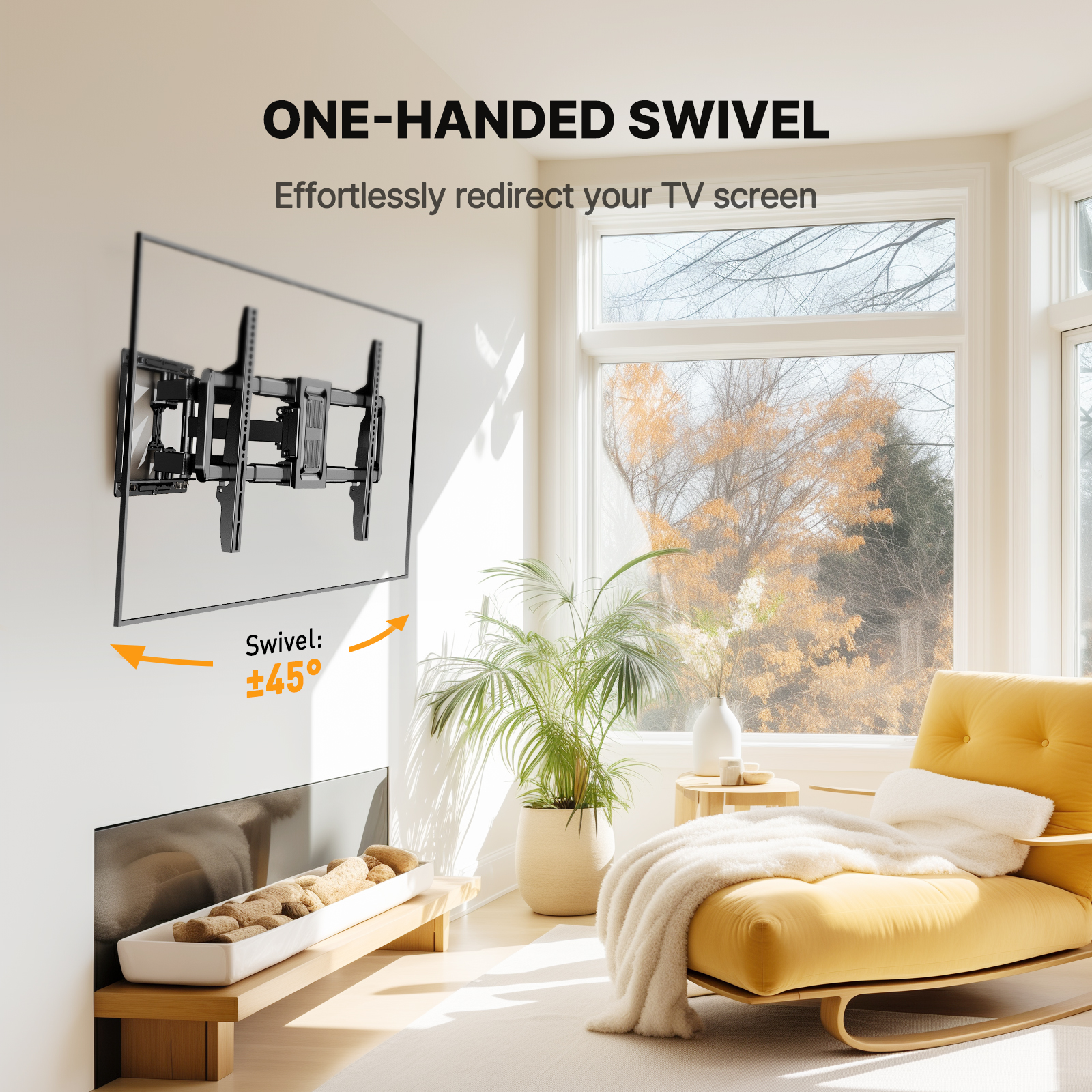 Full Motion TV Wall Mount for 40-82 inch TVs with Swivel, Tilting & Extension Max 600x400, up to 100 lbs - image 5 of 7
