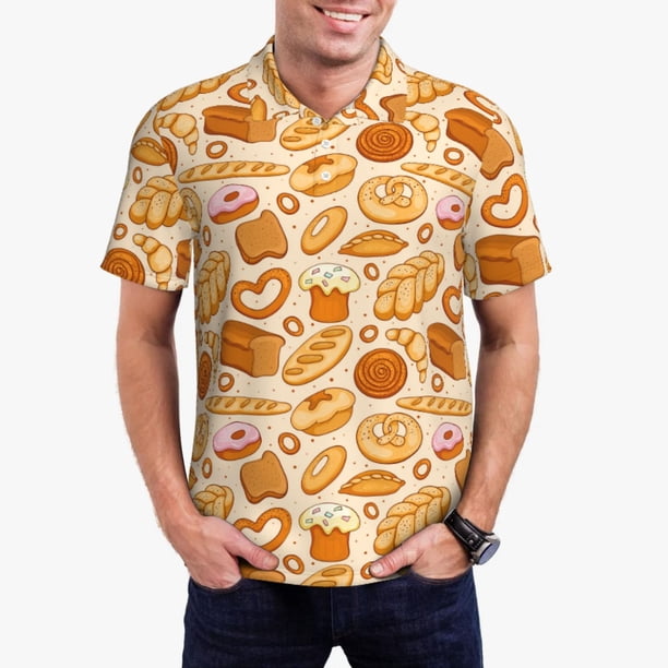 Balery Various Bread Camisa Polo de Hombre con Estampado, de Manga Corta y Tejido Medio, Camisa Tipo Golf Polo-Large