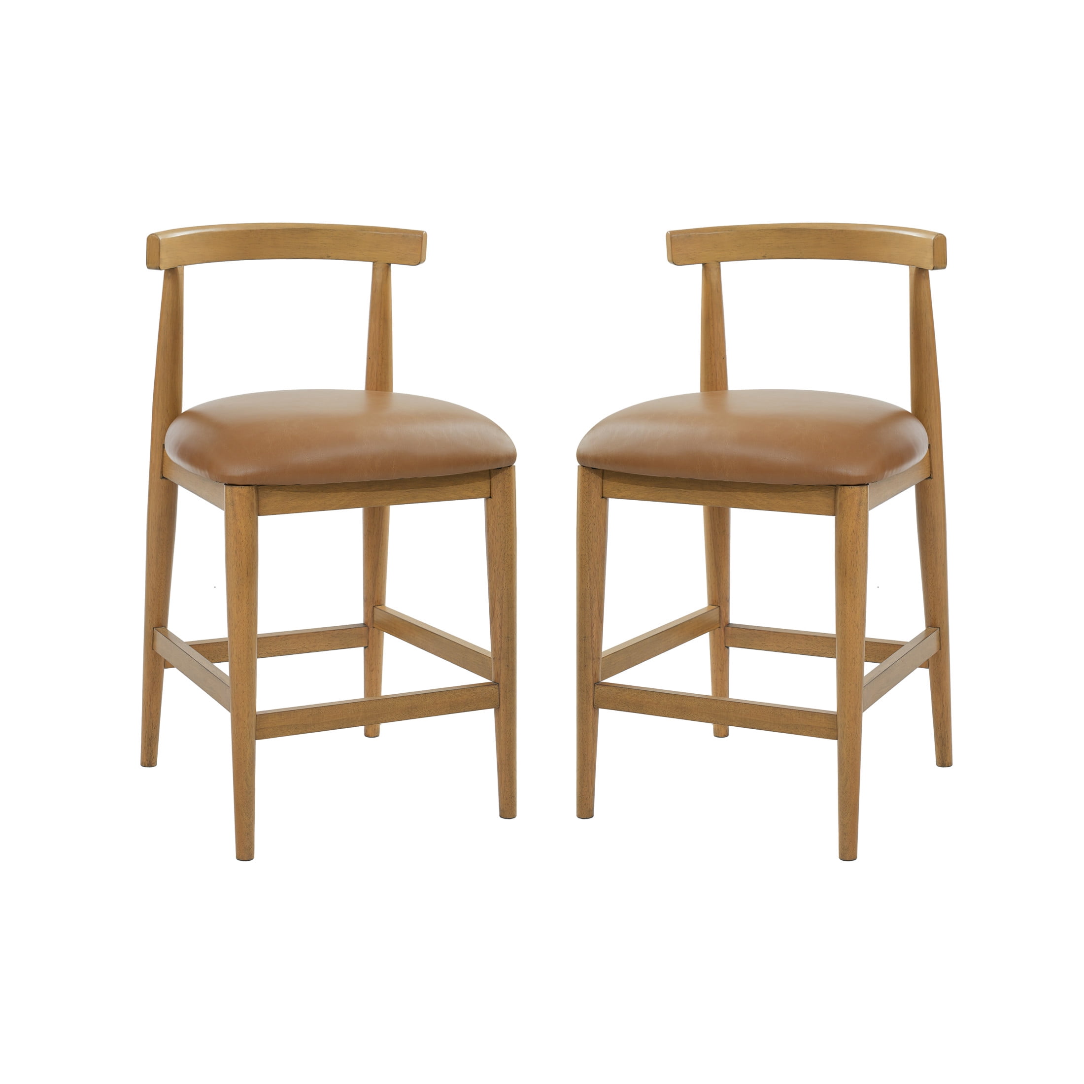 Christopher Knight Home Modern PU Upholstered Counter Height Bar Stools, Natural+Brown, Set of 2