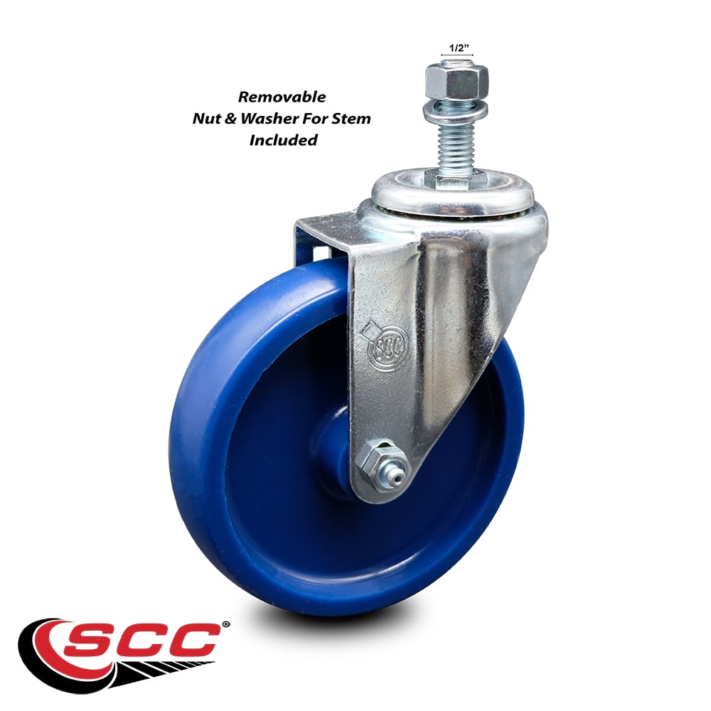 5 Inch Solid Polyurethane Wheel Swivel ½ Inch Threaded Stem Caster SCC