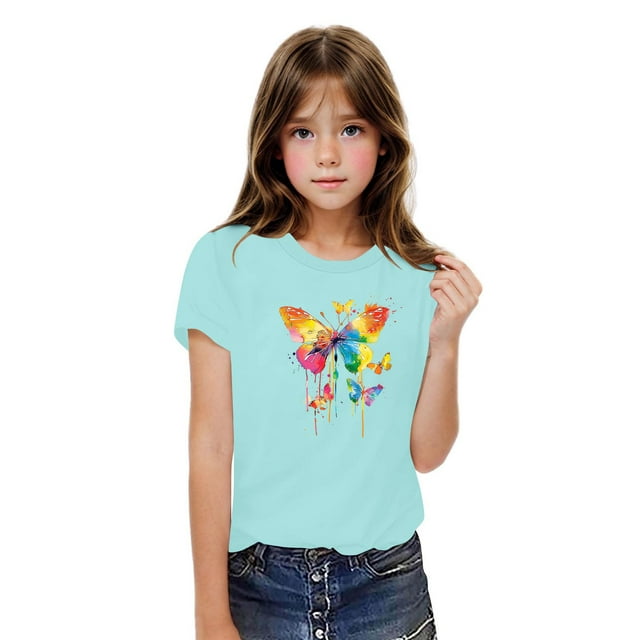 Rbaofujie T-Shirt Graphique pour Fille à Manches Courtes pour Enfants