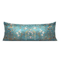 Sweet Jojo Designs Boho Floral Wildflower Blue and Orange Girl Satin Body Pillow Cover Case 54x20 (Pillow Not Included)