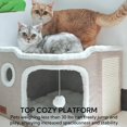thumbnail image 4 of Large Cat Cave Bed for Indoor Cats, Cats Cube House with Scratch Pad Cat Condo Hideaway Tente Hut with Washable Sherpa Warm Soft Cat Mat, Cute Cat Beds Furniture, Modern Dog Bed,Beige, 4 of 5