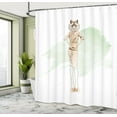 thumbnail image 4 of Ambesonne Fox Shower Curtain, Lady Animal in Dress Drawing, 69"Wx70"L, Pale Green Beige White, 4 of 4