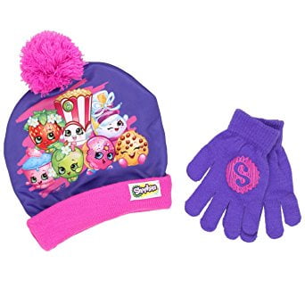 Hat Cap Beanie Gloves - Beanie Cap - Shopkins - Purple w/Gloves Set Youth/Kids size Hat