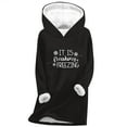 thumbnail image 3 of Feancey Womens Winter Fleece Hoodie Trendy Letter Print Thermal Tops Thick Warm Sherpa Lined Hooded Sweatshirts Cozy Soft Loungewear Pajamas Black XL, 3 of 4