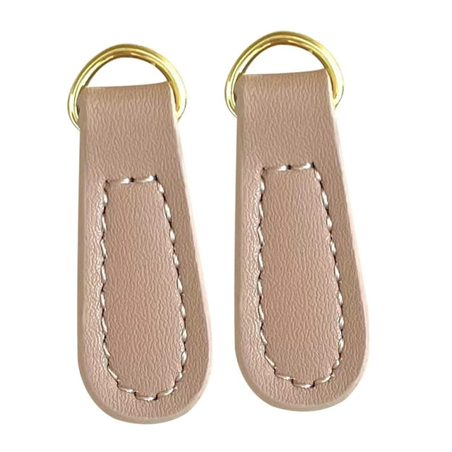 Tnarru 2 Pieces Zipper Pulls PU Leather Zipper Parts Zipper Pull Tabs for Clothing Boot Beige