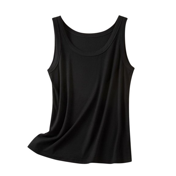 Staron Women's Casual Loose Sleeveless Round Neck T-Shirt Basic Comfy Solid Color Tank Top Home Wear Relaxed Thin Blouse, Black XXL
