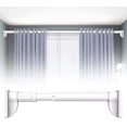 thumbnail image 1 of Hanging Closet Rod Extender, No Drill Adjustable Clothes Closet Bar, Stainless Steel Shower Curtain Pole for Wardrobe, Garment Organizer Rack (Color : White, Size : 2.5~3.7m (98.4~145.6in)), 1 of 1