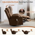 thumbnail image 5 of Segmart Oversized Swivel Recliner Chair with Vibration Massage & Lumbar Heating, 360-Degree Rocker Recliner Single Sofa with Side Pocket and USB Charge Port for Living Room, 350lbs,Brown, 5 of 8