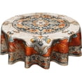 thumbnail image 1 of Boho Orange Round Tablecloth 60 Inch Antique Ethnic Decorative Wrinkle Heat Resistant Table Cloth for Home Kitchen Dining Table Outdoor, 1 of 8
