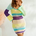thumbnail image 4 of Women Y2K Crochet Knit Mini Dress Long Sleeve Colorful Hollow Out Sweater Dress Swimsuit Bikini Cover Ups Dresses Beachwear, 4 of 7