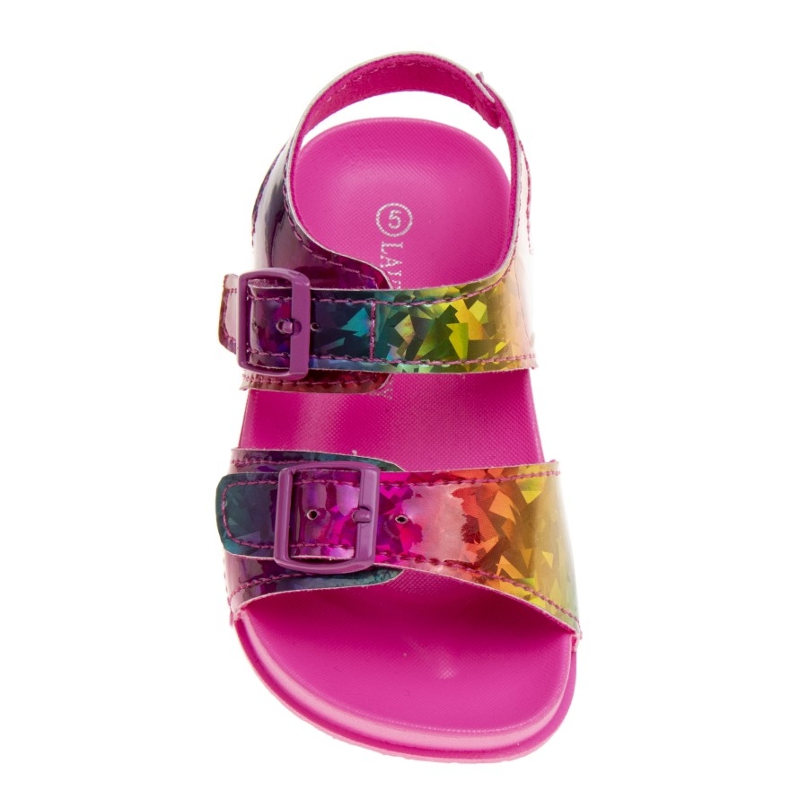 Laura Ashley Girls Buckle Hook & Loop Footbed Sandals (Toddler Sizes)