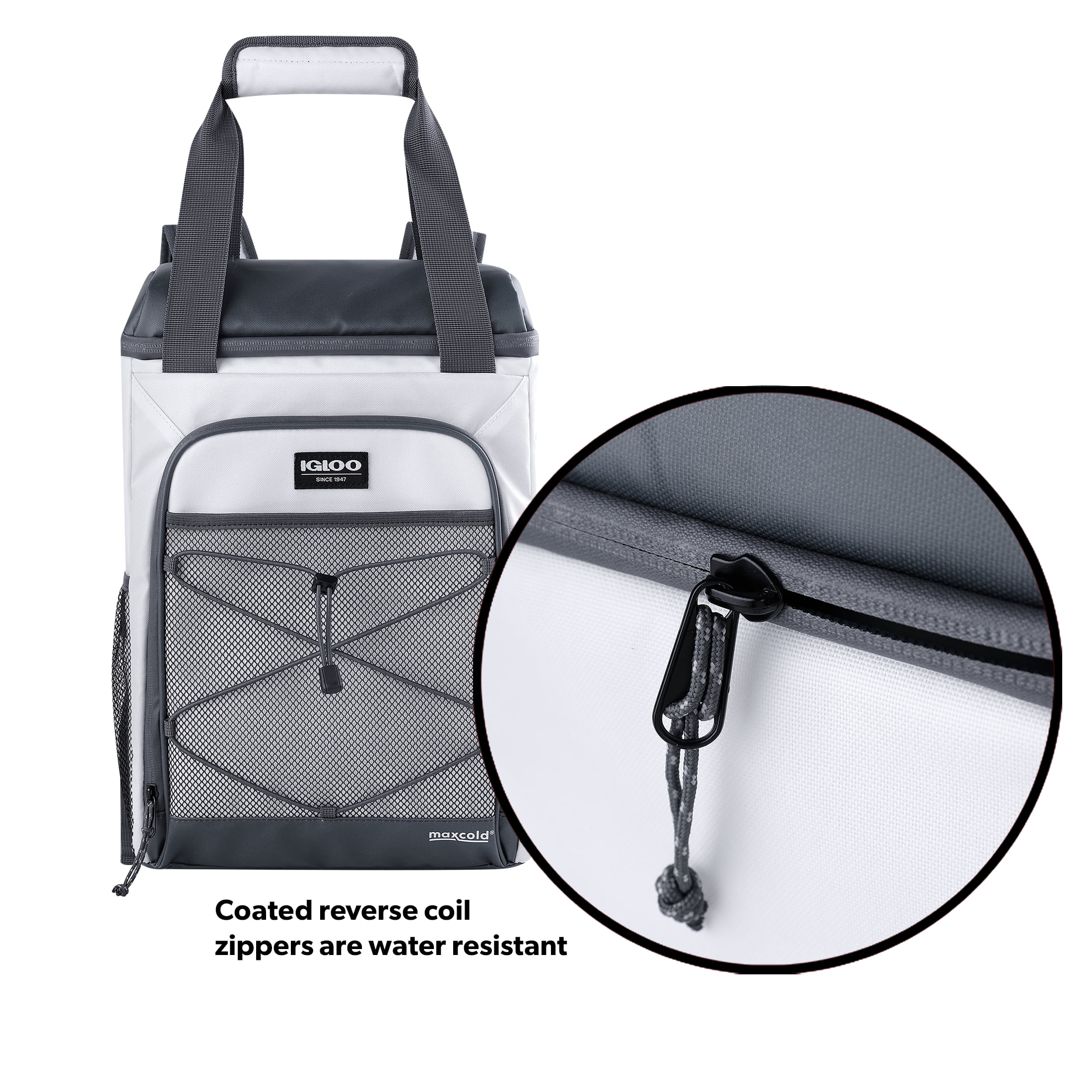 Igloo Marine Soft-Side Backpack Cooler, 28 Can Capacity, White and Gray