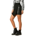 thumbnail image 4 of MODA NOVA Junior's High Waist Faux Leather Asymmetrical Hem Mini Skirt, 4 of 5
