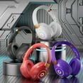 thumbnail image 7 of Purple Over Ear Led Light Foldable Bluetooth Headphone Sponge Soft Leather Ear Cover With Wired And Wireless Mode Long Standby Purple, 7 of 7