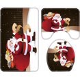 thumbnail image 3 of Juego de 4 piezas de decoraciones navideñas para baño, funda para asiento de inodoro, alfombra, cortina de ducha, juego de Papá Noel, alce, muñeco de nieve, decoración para baño, 3 of 8
