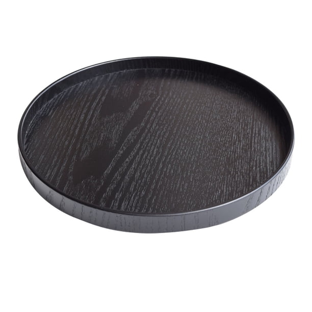EeaseMX bandeja redonda de madera para almacenar frutas, sencilla y práctica, color negro.