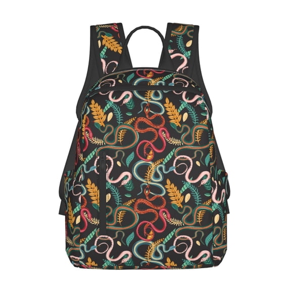 Fuzoiu Snake And Flower Print Lightweight Daypack,Weekender Bag for Men and Women, Travel Backpack with Padded Straps for School, Travel & Work