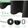 thumbnail image 5 of Fusion Black Fabric Shower Curtain - Waffle Textured Heavy Duty Cloth Curtains for Bathroom, 256GSM Hotel Spa Luxury Weighted Polyester Bath Curtain Set with 12 Plastic Hooks(72Wx72H, Black), 5 of 6