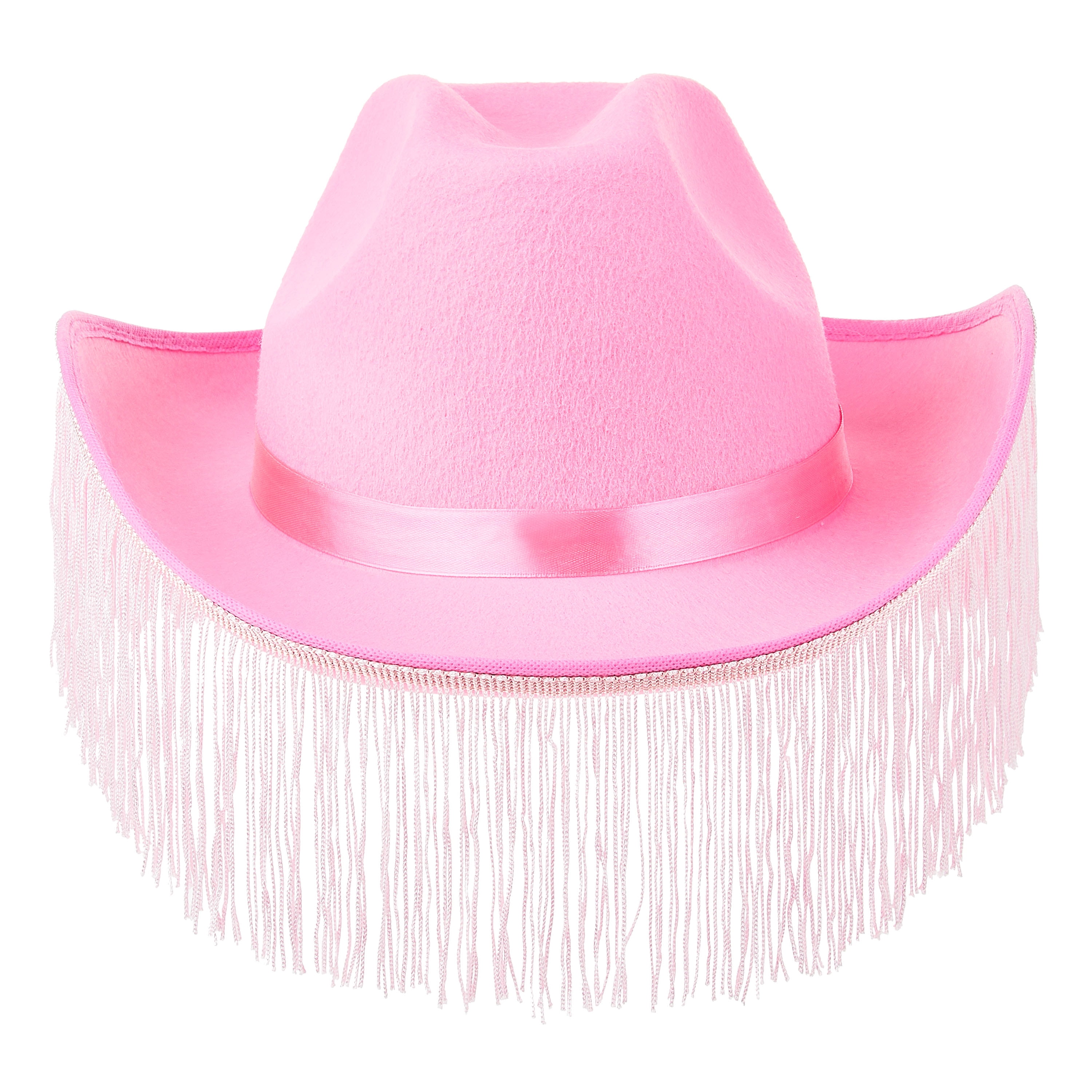 Pink Cowboy Hat with White Fringe, by Way To Celebrate