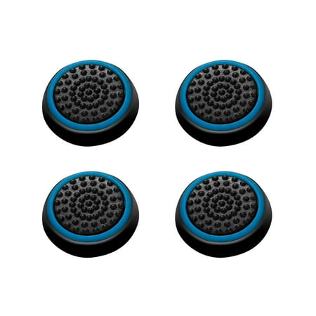 Insten 4pcs Black/Blue Silicone Thumb Thumbstick Grips Analog Stick Cover Caps for Xbox 360 Xbox One PS4 PS3 PS2 Sony PlayStation 2 3 4