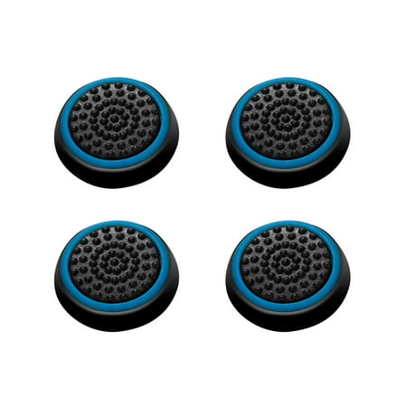 Insten 4pcs Black/Blue Silicone Thumb Thumbstick Grips Analog Stick Cover Caps for Xbox 360 Xbox One PS4 PS3 PS2 Sony PlayStation 2 3 4 (Best Thumbsticks For Xbox One)