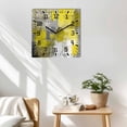 thumbnail image 3 of Yellow Grey Wooden Wall Clock Silent Non Ticking, Abstract Art Oil Painting Modern Geometric Square Wall Clocks Battery Operated, Decor Clock for Home Office, Living Room, Kitchen, 10 Inch, 3 of 9