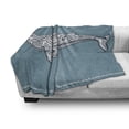 thumbnail image 3 of Nautical Soft Flannel Fleece Throw Blanket, Whale Lettering Totem and Antique Paisley Pattern, Cozy Plush for Indoor and Outdoor Use, 60" x 80", Slate Blue and White, by Ambesonne, 3 of 6