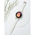 thumbnail image 4 of KOMI Bracelet en Cuir Véritable avec Étui Compatible avec Samsung Galaxy Watch 4 & 5 & 6 40mm 44mm avec Protecteur d'Écran à Paillettes, Bracelet en Cuir Métal 20mm pour Femmes Or Rose/blanc, 4 of 5