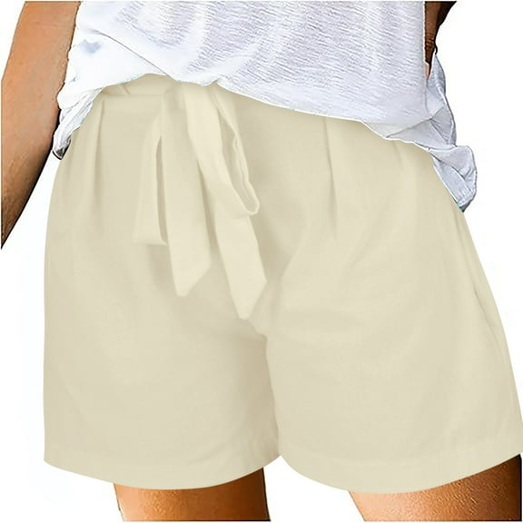 WRXMIJNHGSA Clearance Sales Women's Shorts Women's Linen Wide Leg Pants Casual Loose High Waist Beach Haren Pants Pockets