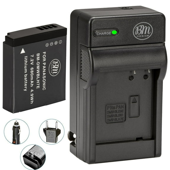 BM Premium DMW-BLH7 Battery and Charger for Panasonic Lumix DC-GX850 DMC-LX10 DMC-LX15 DMC-GM1 DMC-GM1K DMC-GM1KA DMC-GM1KS DMC-GM5 DMC-GM5KK Cameras
